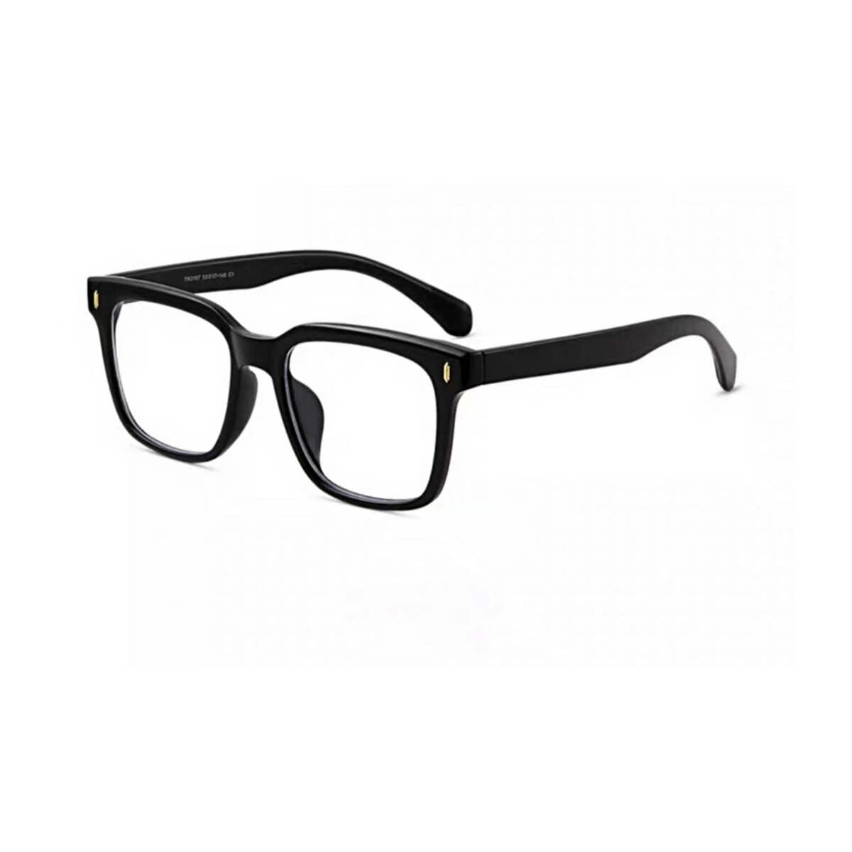 Black TR90 square full-rim glasses, 45-degree product view
