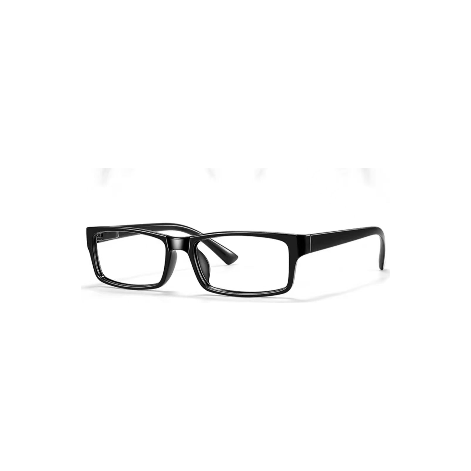 Black TR90 square full-rim glasses, 45-degree product view
