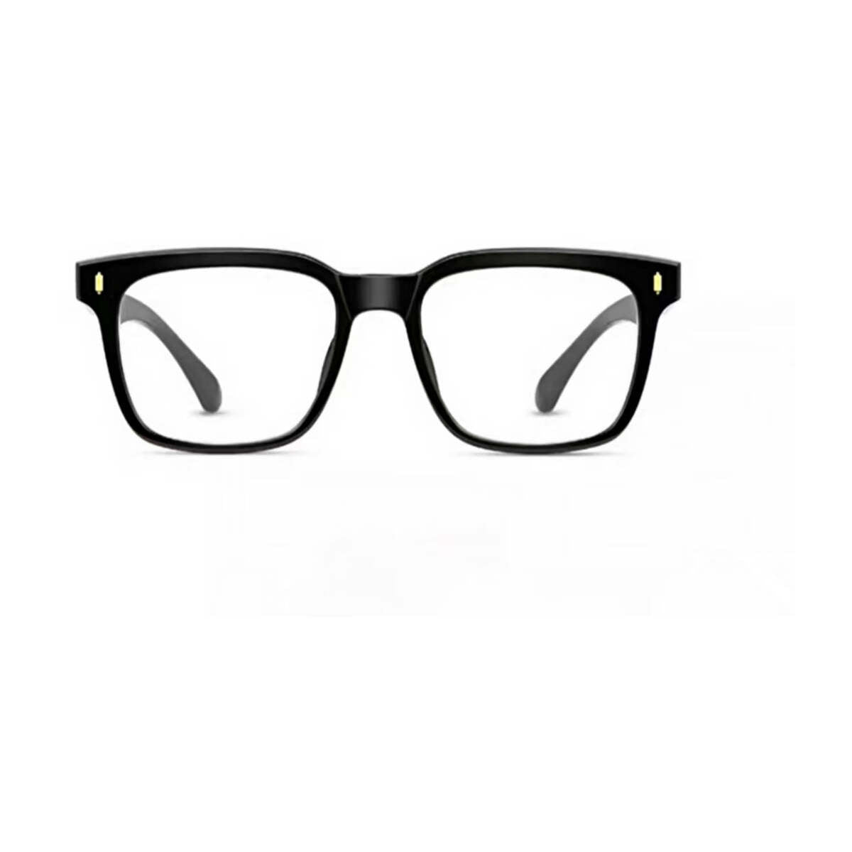 Black TR90 square full-rim glasses, front product view