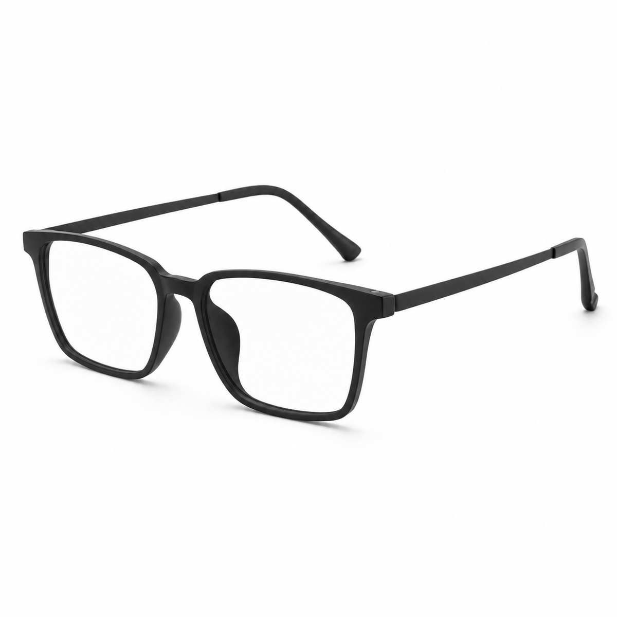 Black ultra-light pure titanium full-rim glasses, 45-degree product view