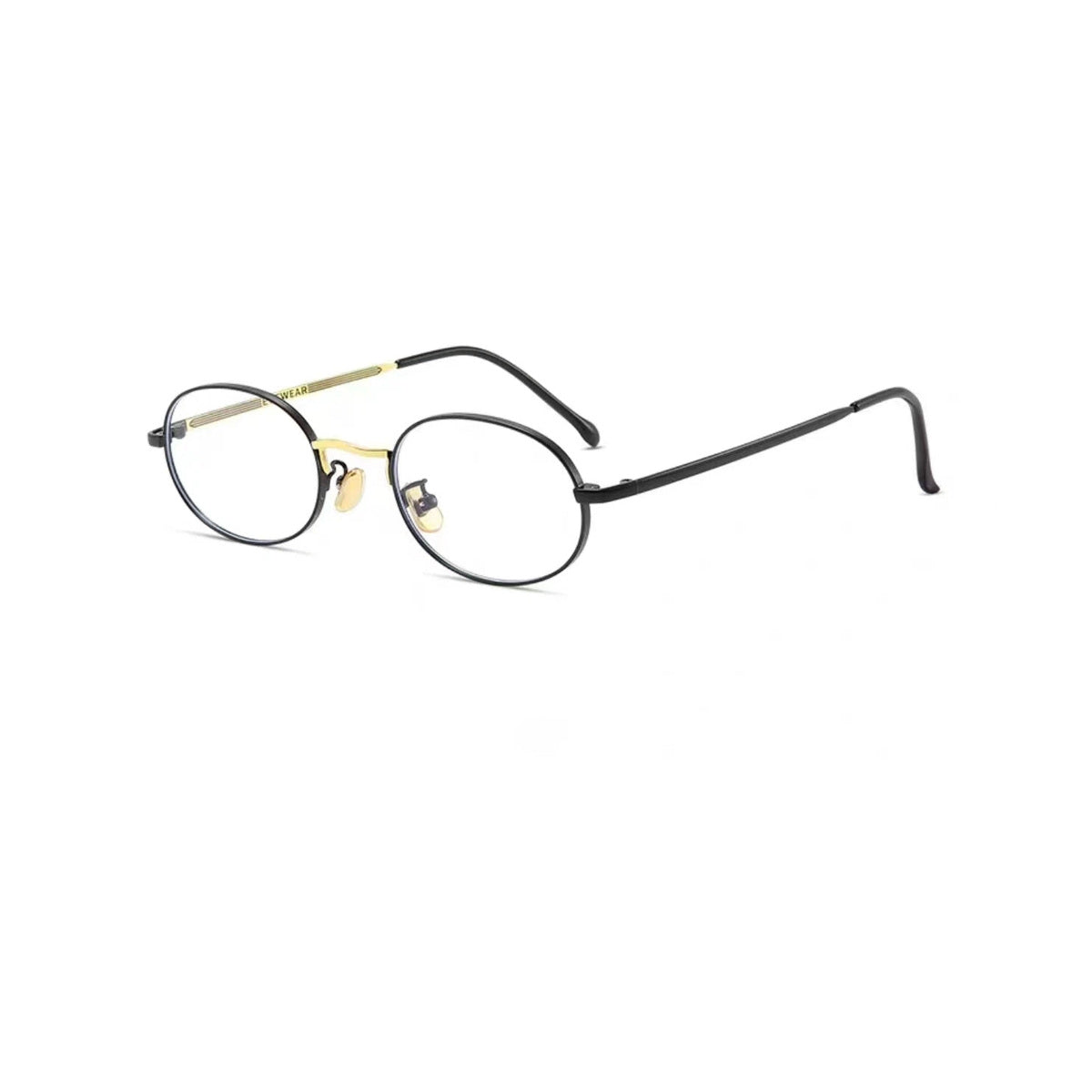 Black retro small-fit oval full-rim glasses, 45-degree product view