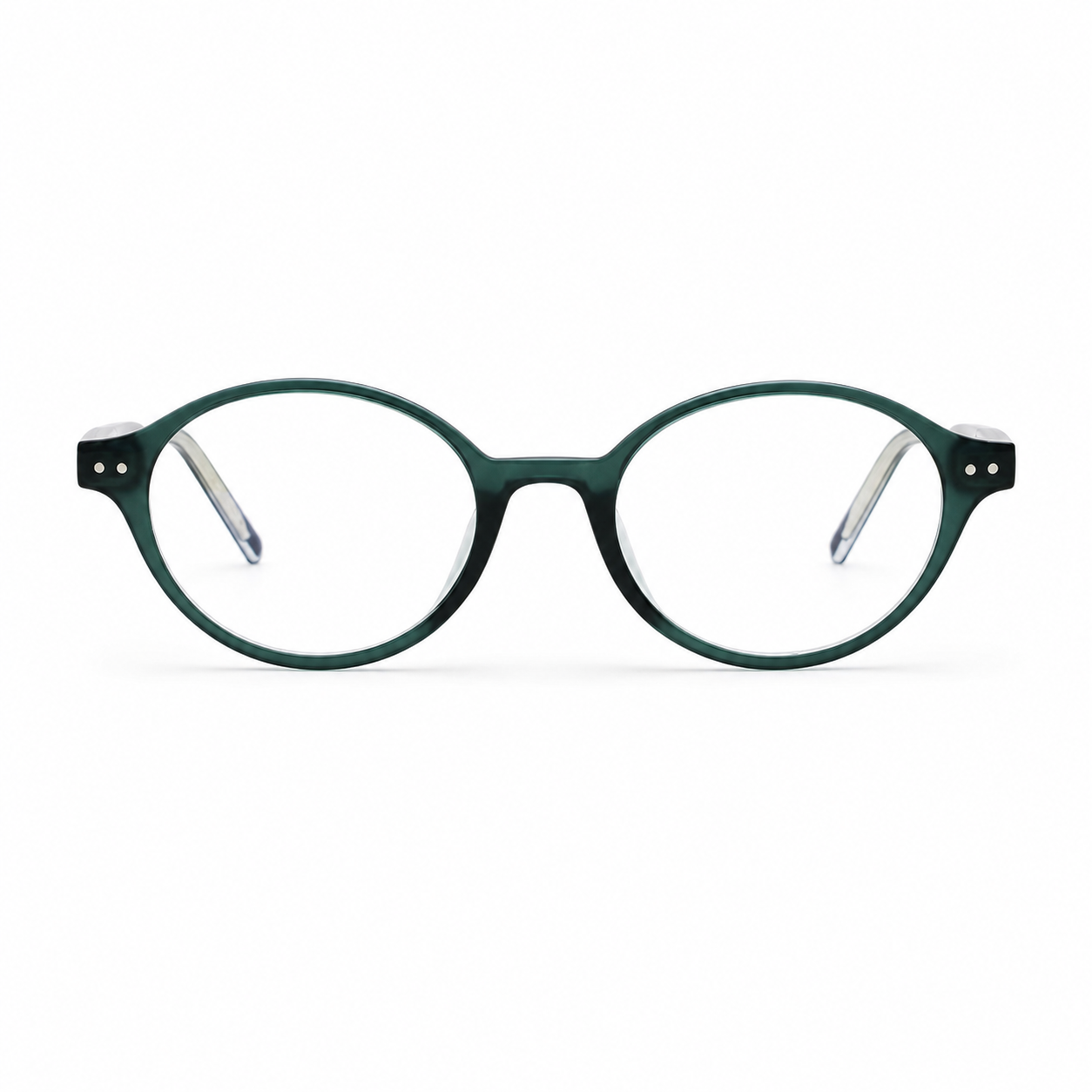 Blue Green acetate oval full-rim glasses, front product view