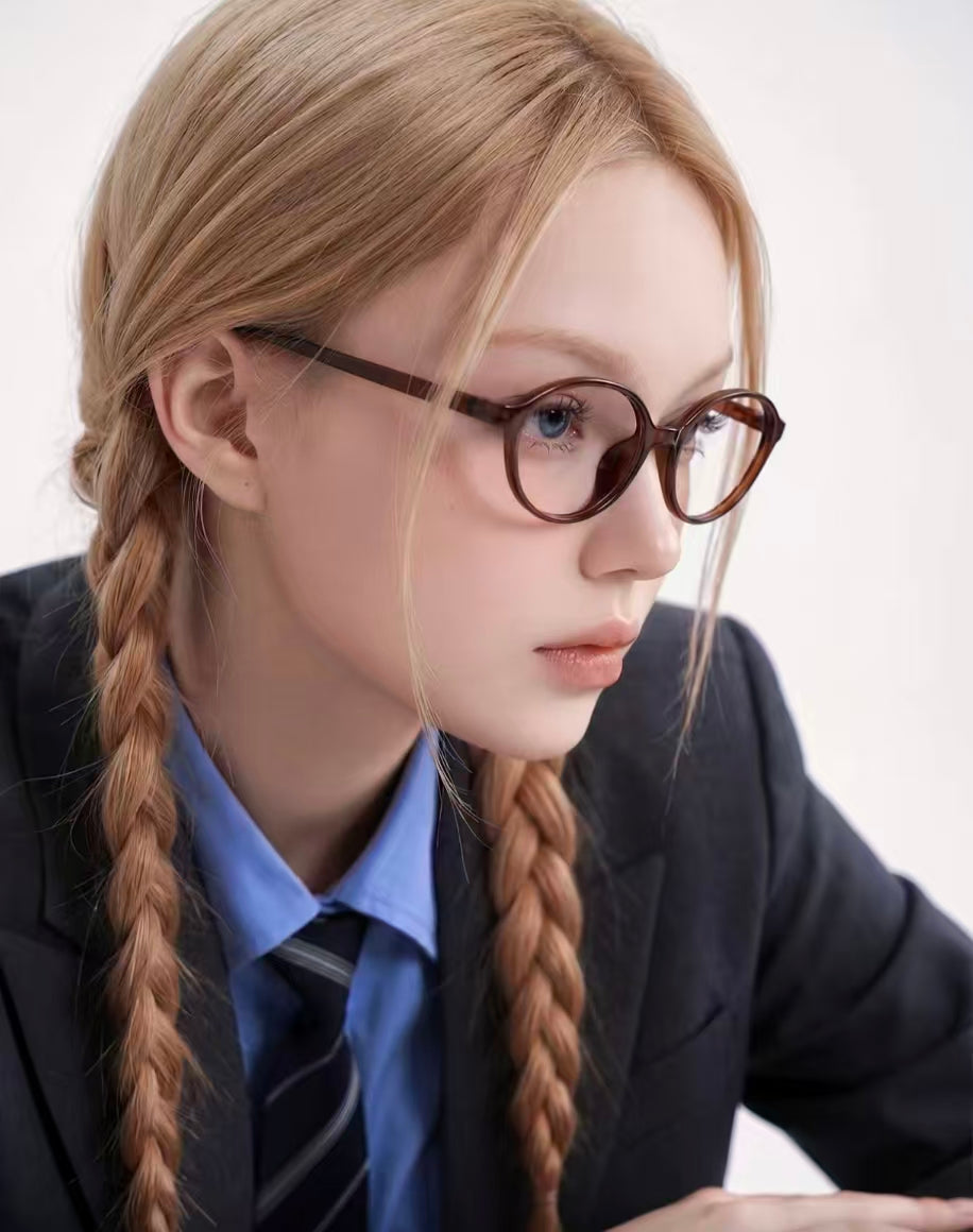 Unisex Retro Geek Chic Ultra-Light Small Oval High-Prescription Glasses