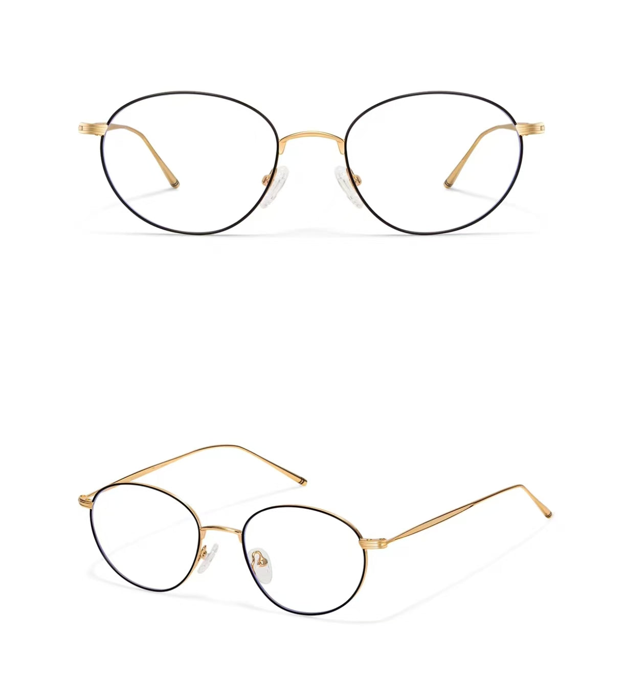 Women’s Ultra-Light Gold Wire Oval Anti-Blue Light Prescription Ready Glasses