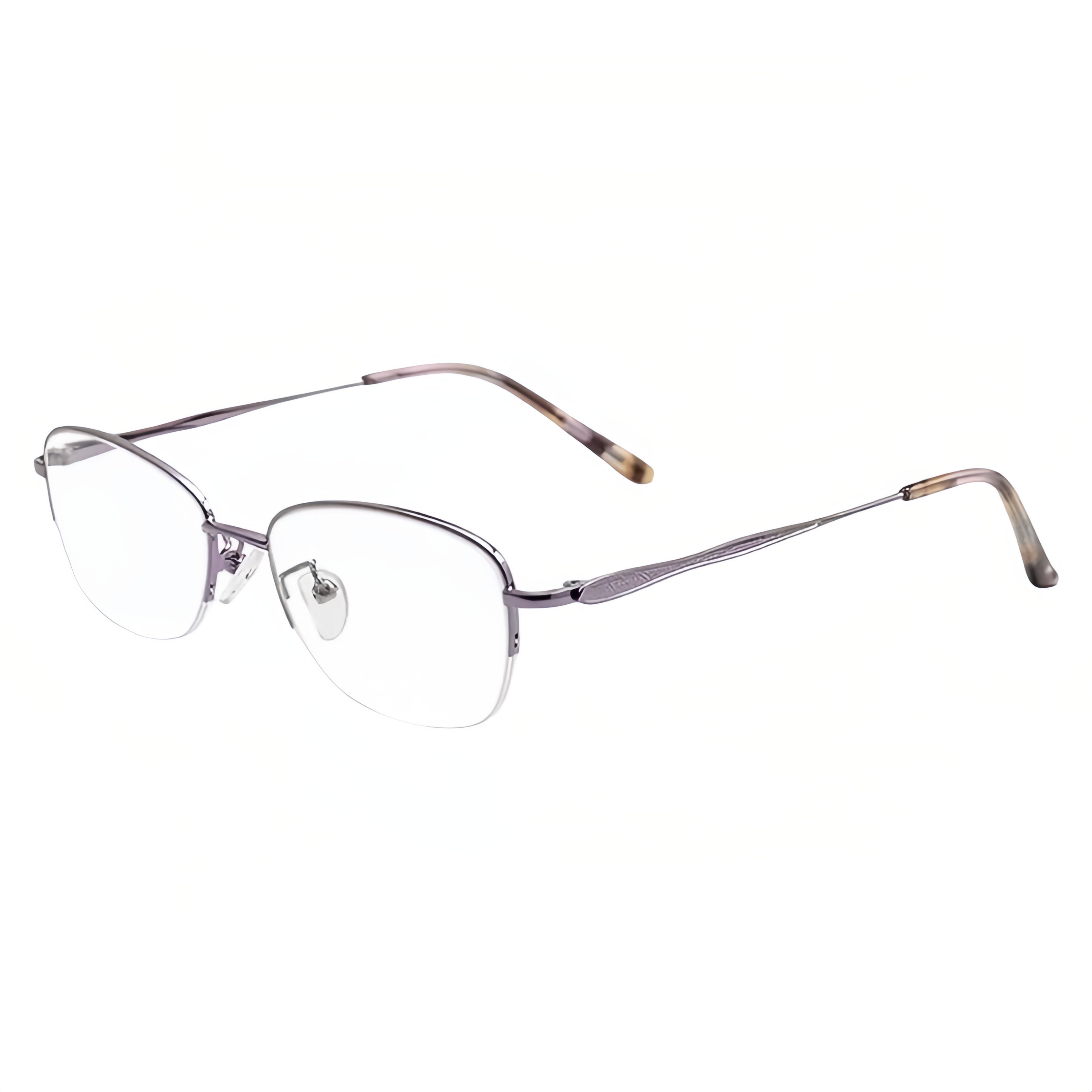 Purple rectangular semi-rimless eyeglass frame, product view