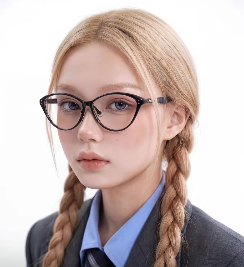 Women’s Chic Retro Black Oversized Cat Eye Blue Light Glasses