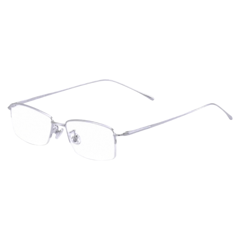 Silver rectangular semi-rimless eyeglass frame, product view