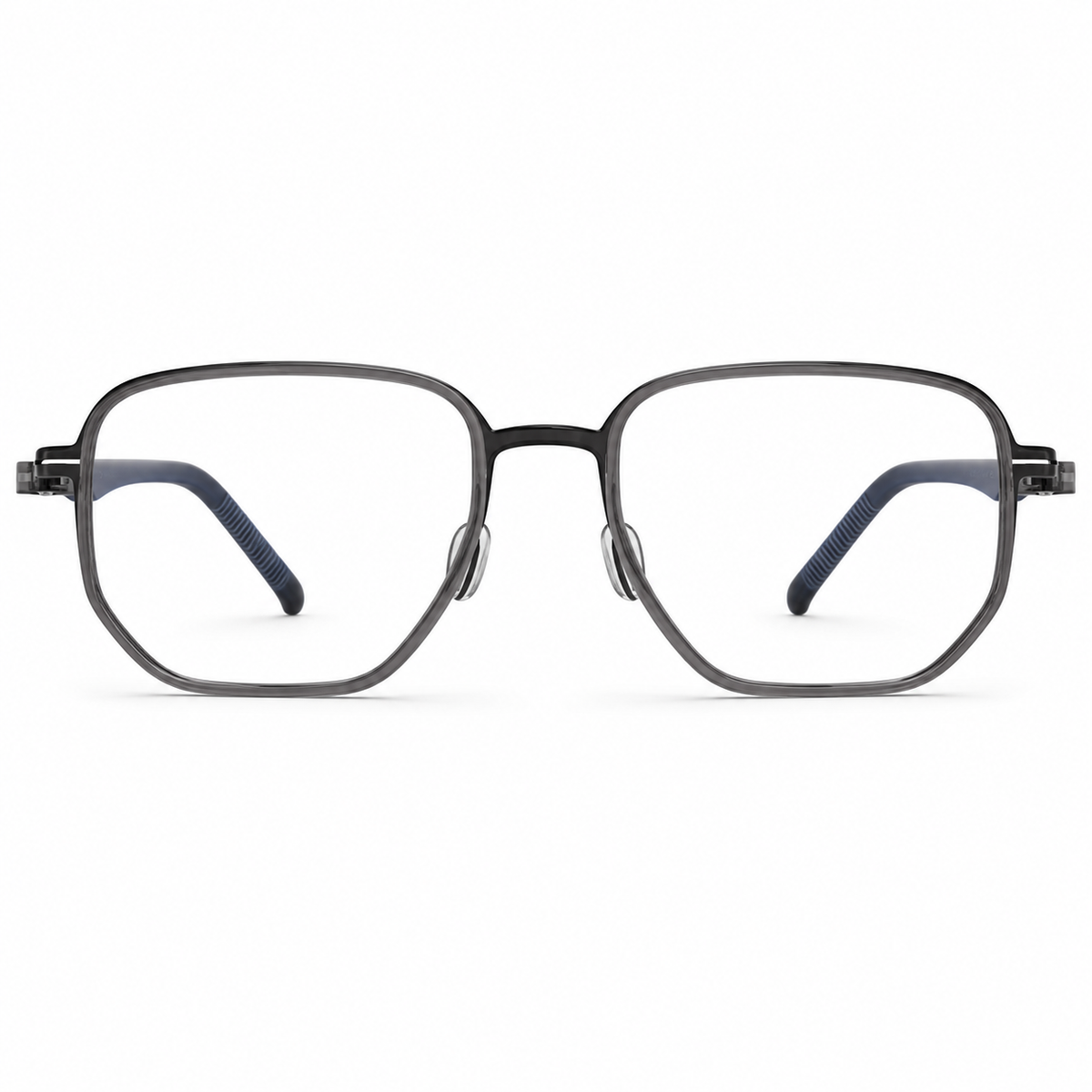 Charcoal Gray ultra-light titanium and TR90 full-rim glasses, front product view