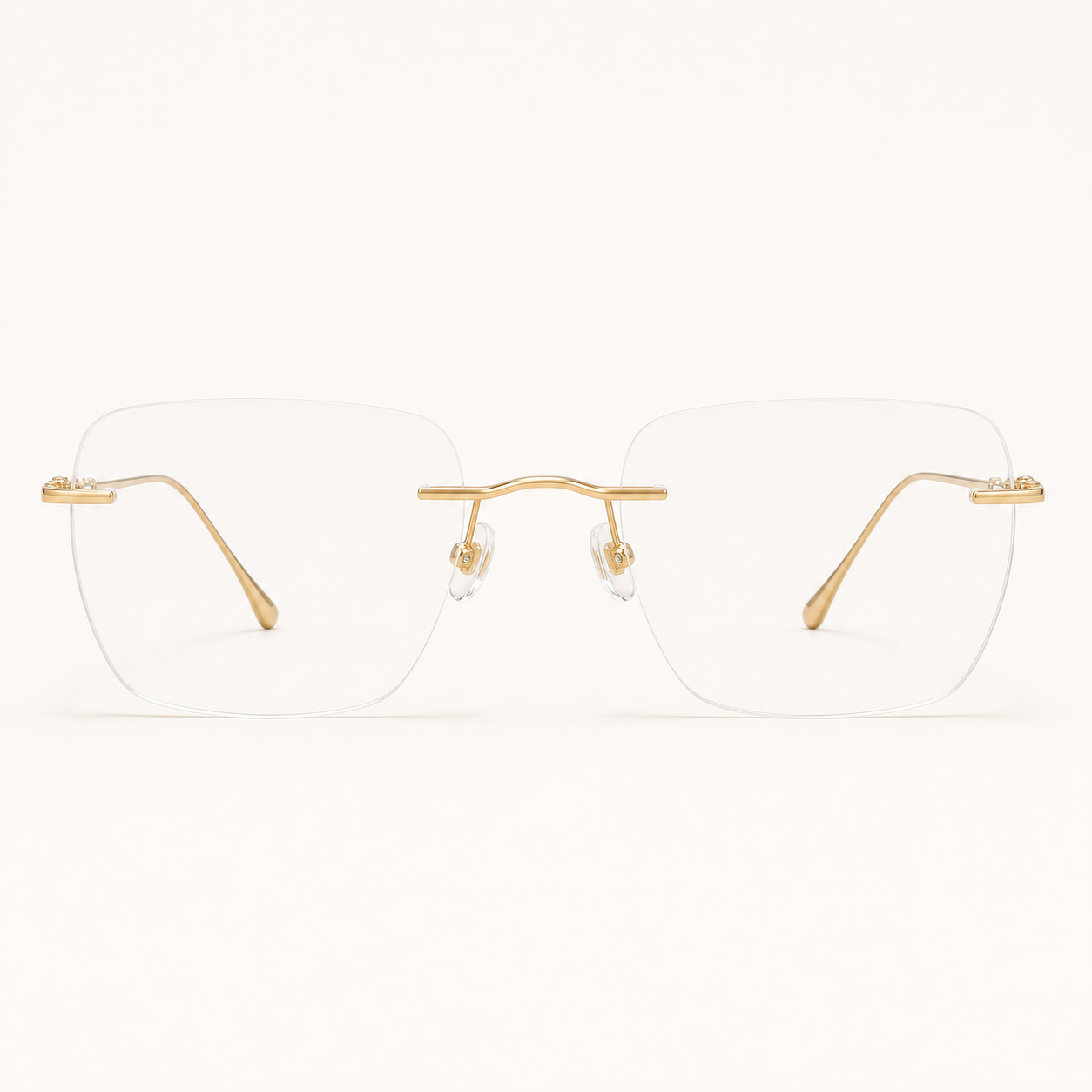 Gold titanium rimless soft-square eyeglasses, straight-on product view