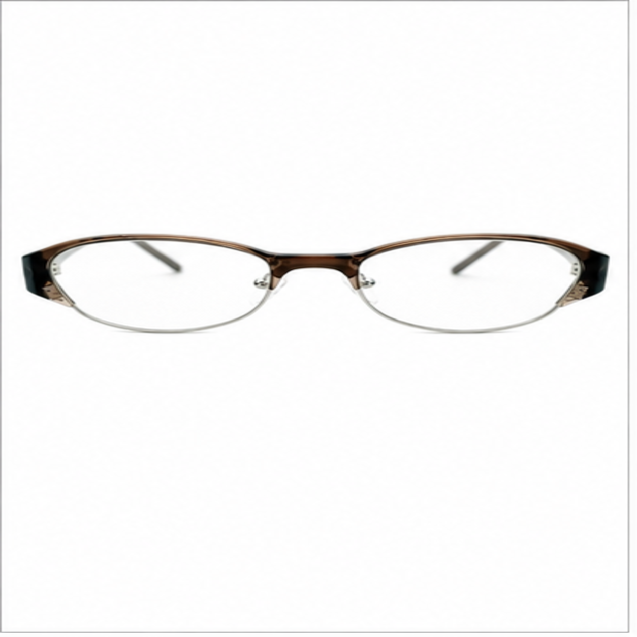 Coffee Brown unisex minimalist TR and alloy semi-rimless glasses, front product view