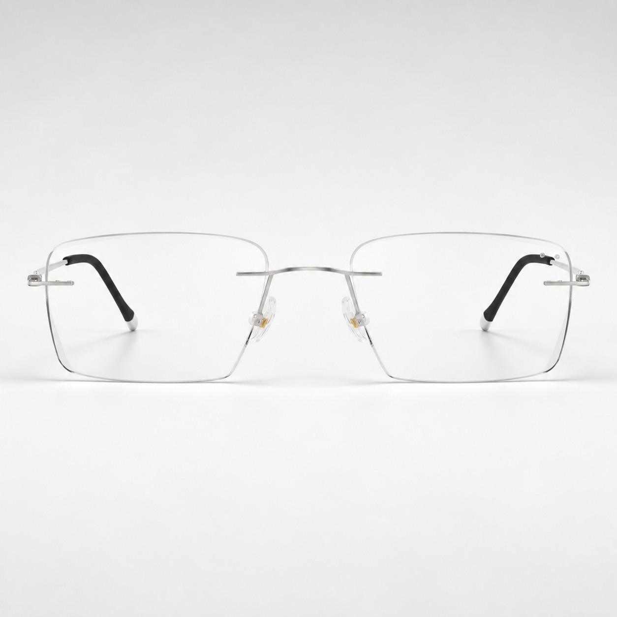 Default titanium rimless rectangular eyeglasses, straight-on product view