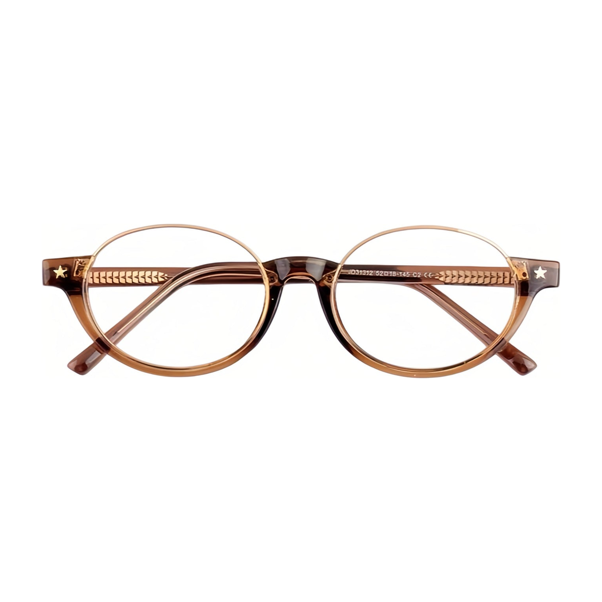 Crystal Brown TR and metal semi-rimless eyeglass frame, front product view