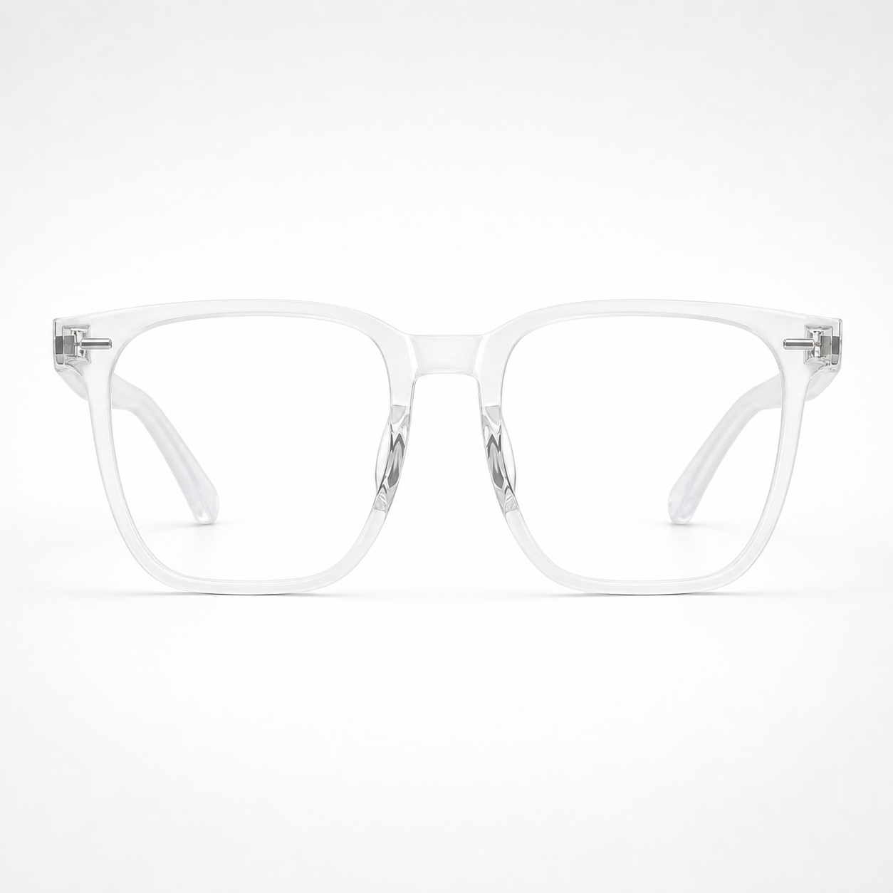 Crystal Clear TR90 oversized square full-rim glasses, front product view