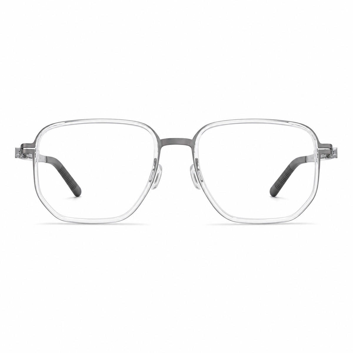 Crystal Clear ultra-light titanium and TR90 full-rim glasses, front product view