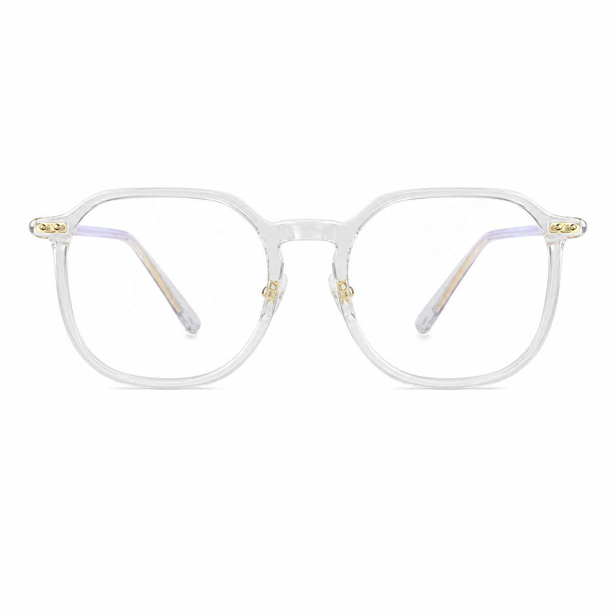 Crystal Clear unisex polycarbonate rounded full-rim glasses, front product view