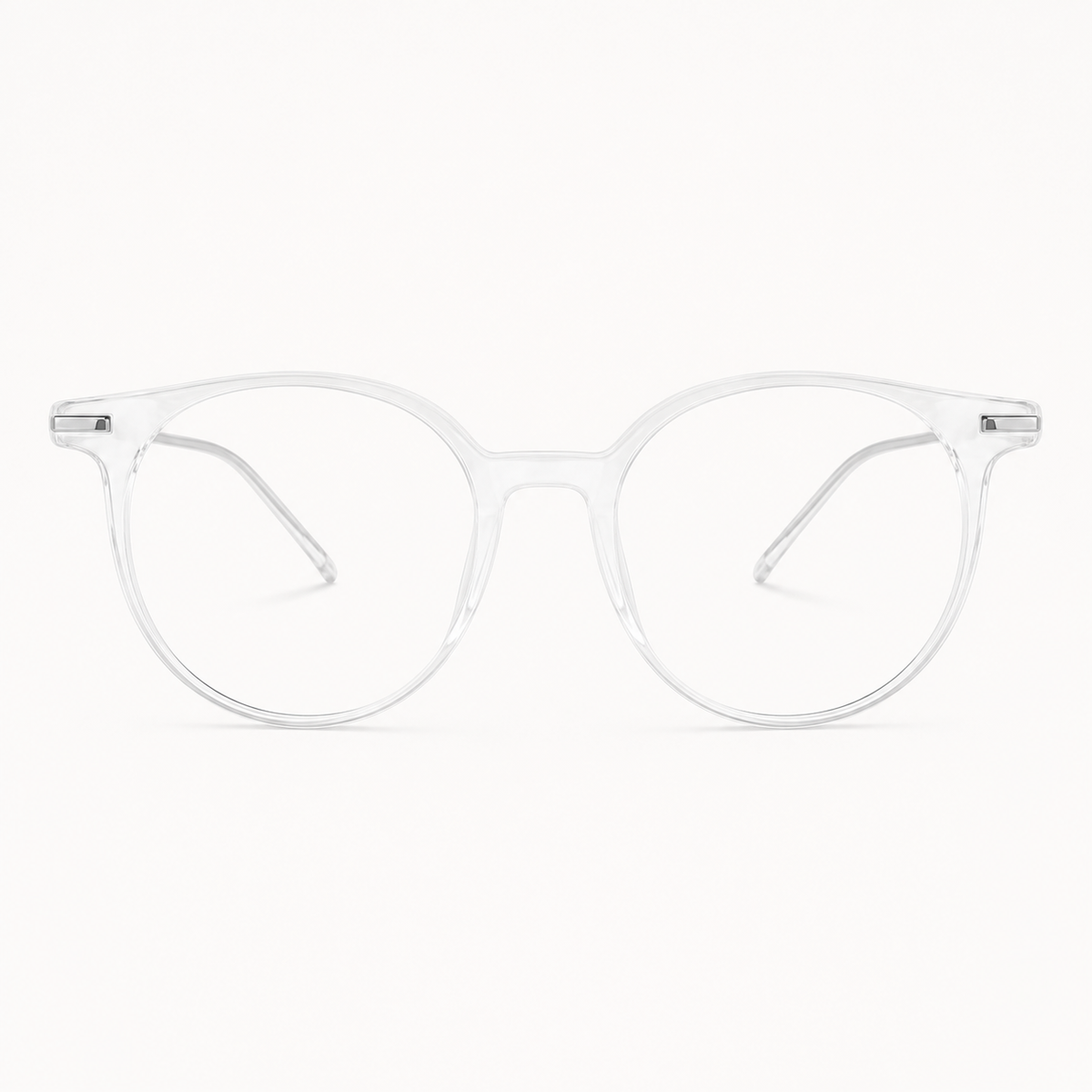 Crystal Clear unisex TR90 round full-rim glasses, front product view