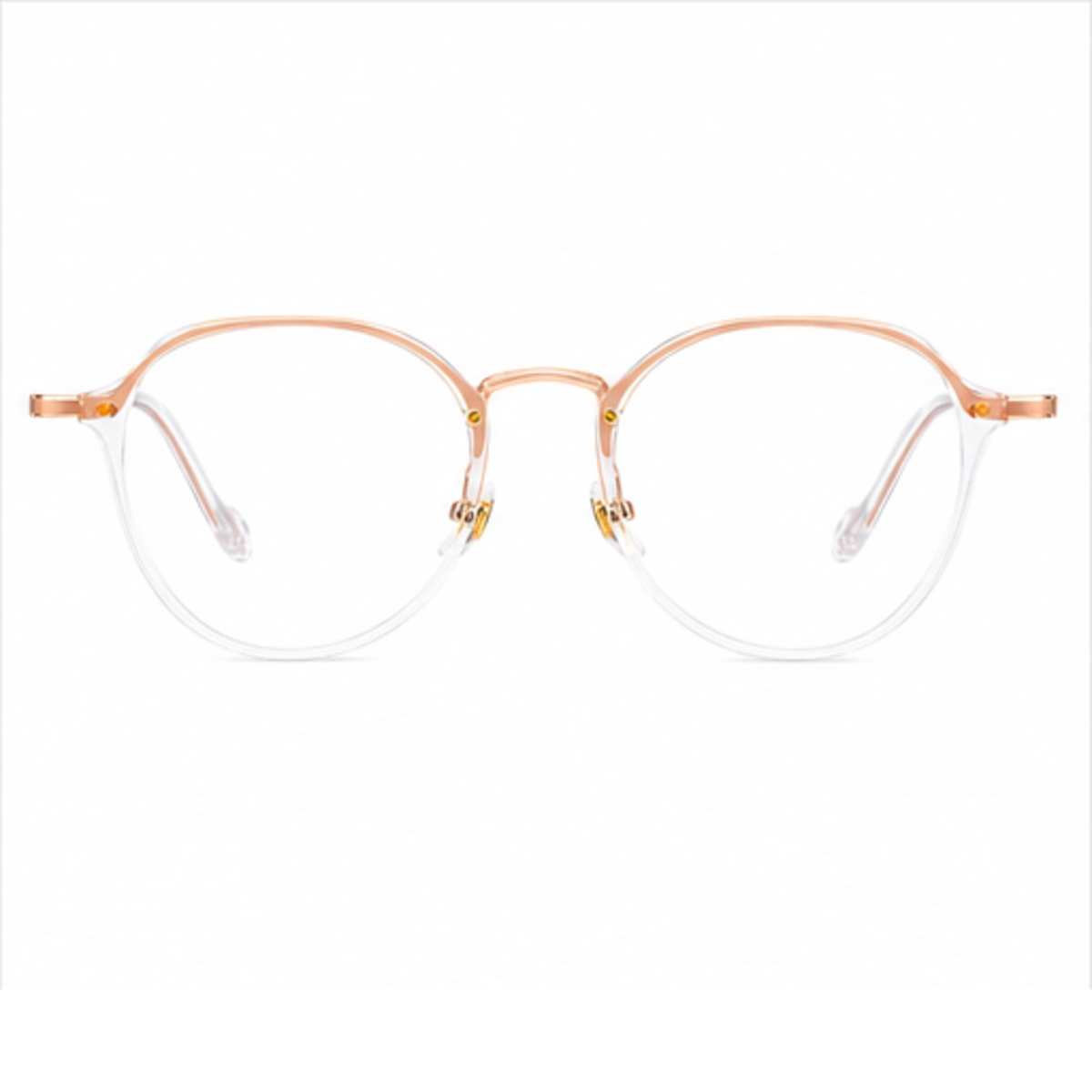 Crystal Clear unisex ultra-light TR90 and alloy rounded full-rim glasses, front product view