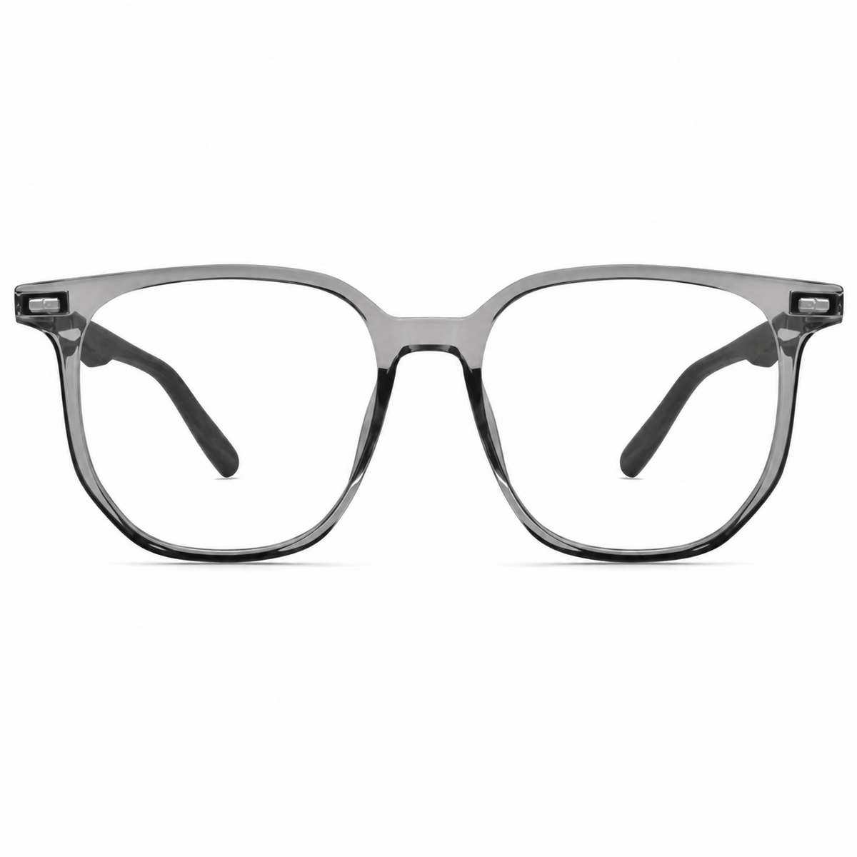 Crystal Gray TR90 oversized softly squared full-rim glasses, front product view