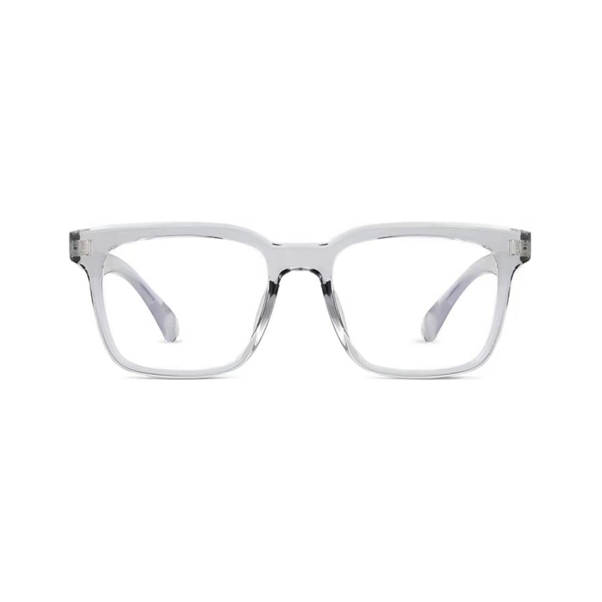 Crystal Gray TR90 square full-rim glasses, front product view