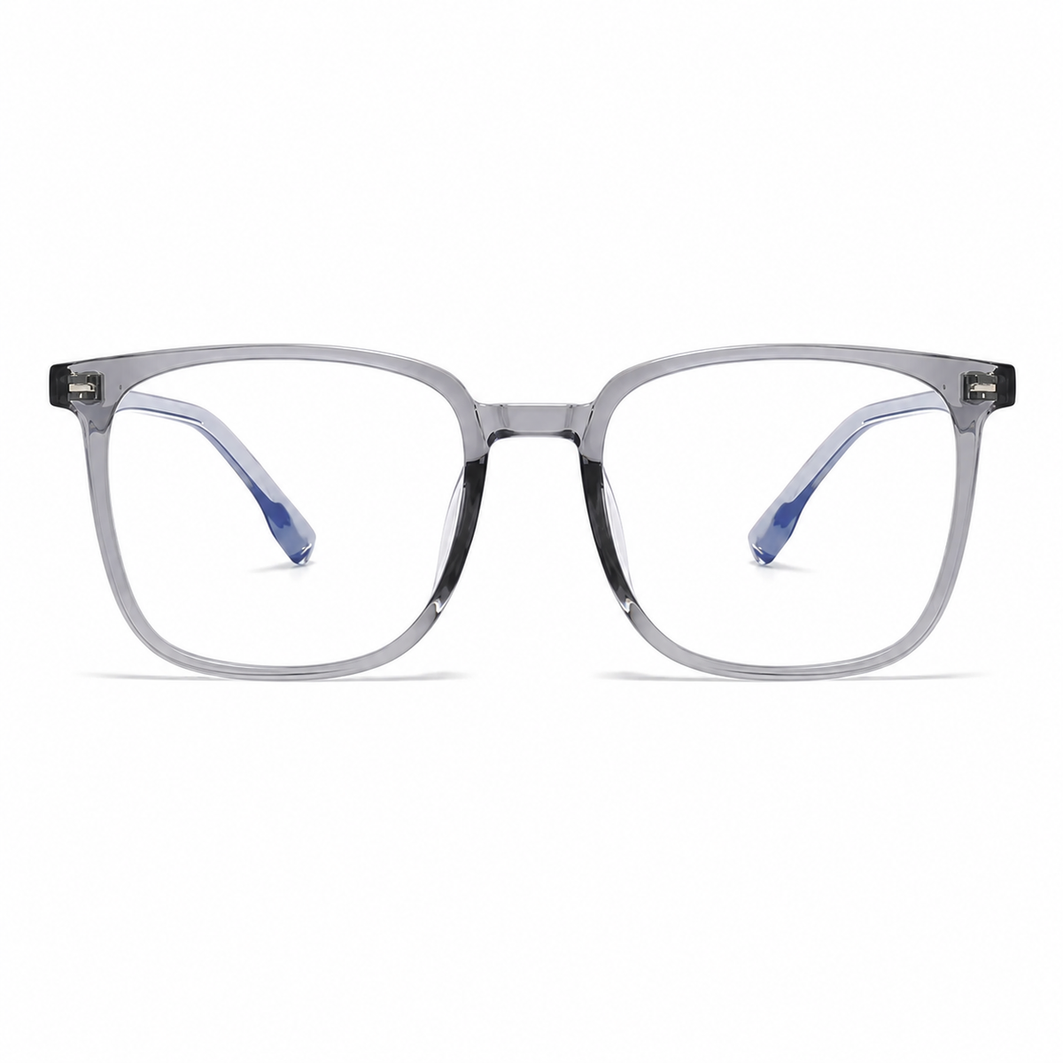 Crystal Gray TR90 ultra-light softly squared full-rim glasses, front product view