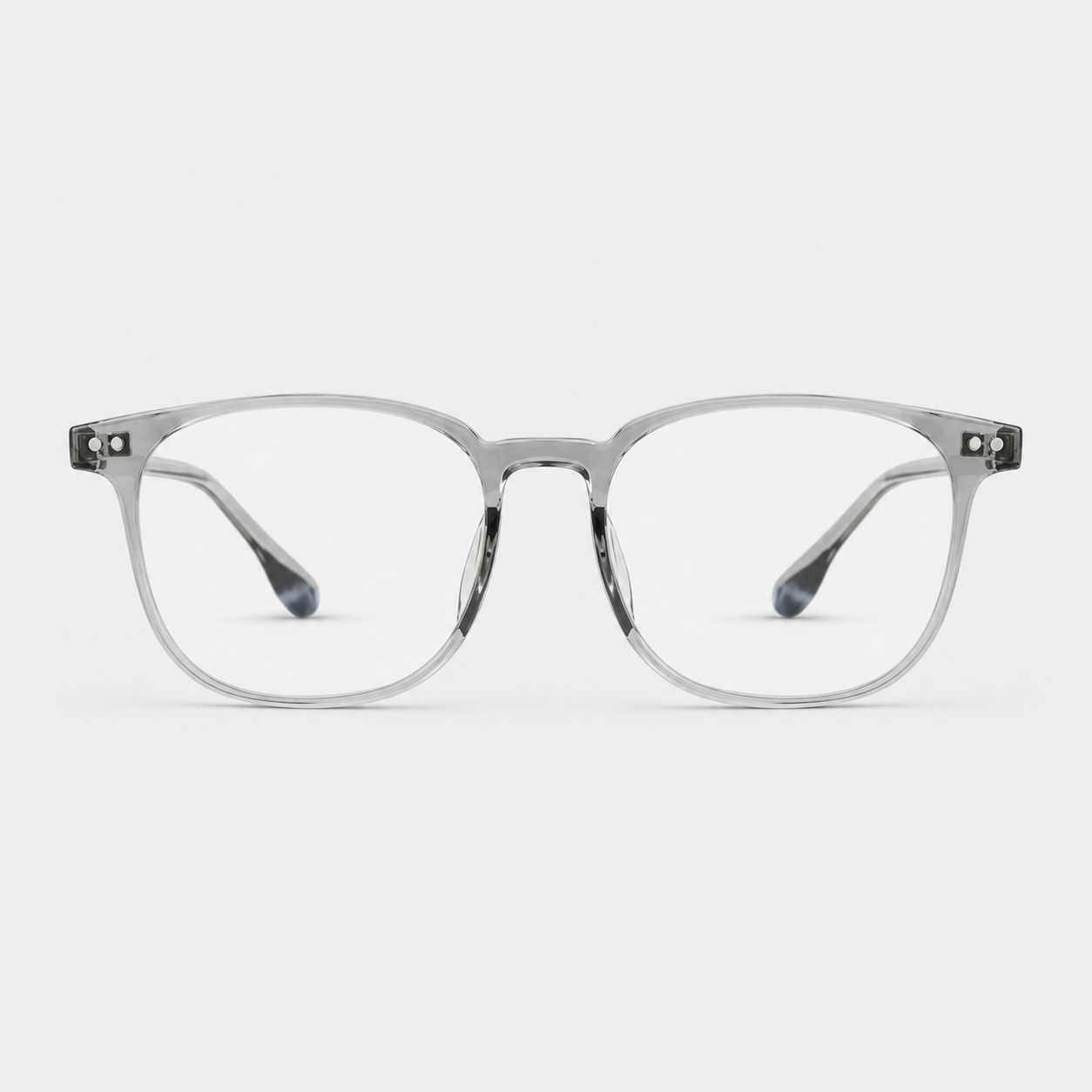 Crystal Gray unisex ultra-light TR90 softened-square full-rim glasses, front product view