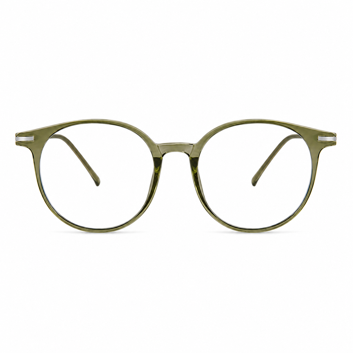 Crystal Green unisex TR90 round full-rim glasses, front product view