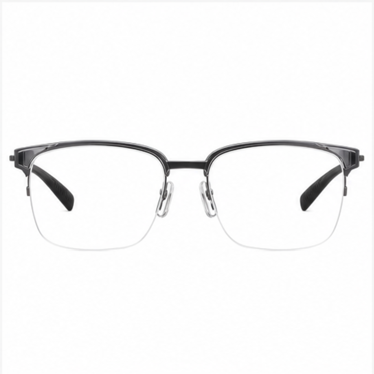 Crystal Grey/Gunmetal men's TR-and-titanium semi-rimless glasses, front product view