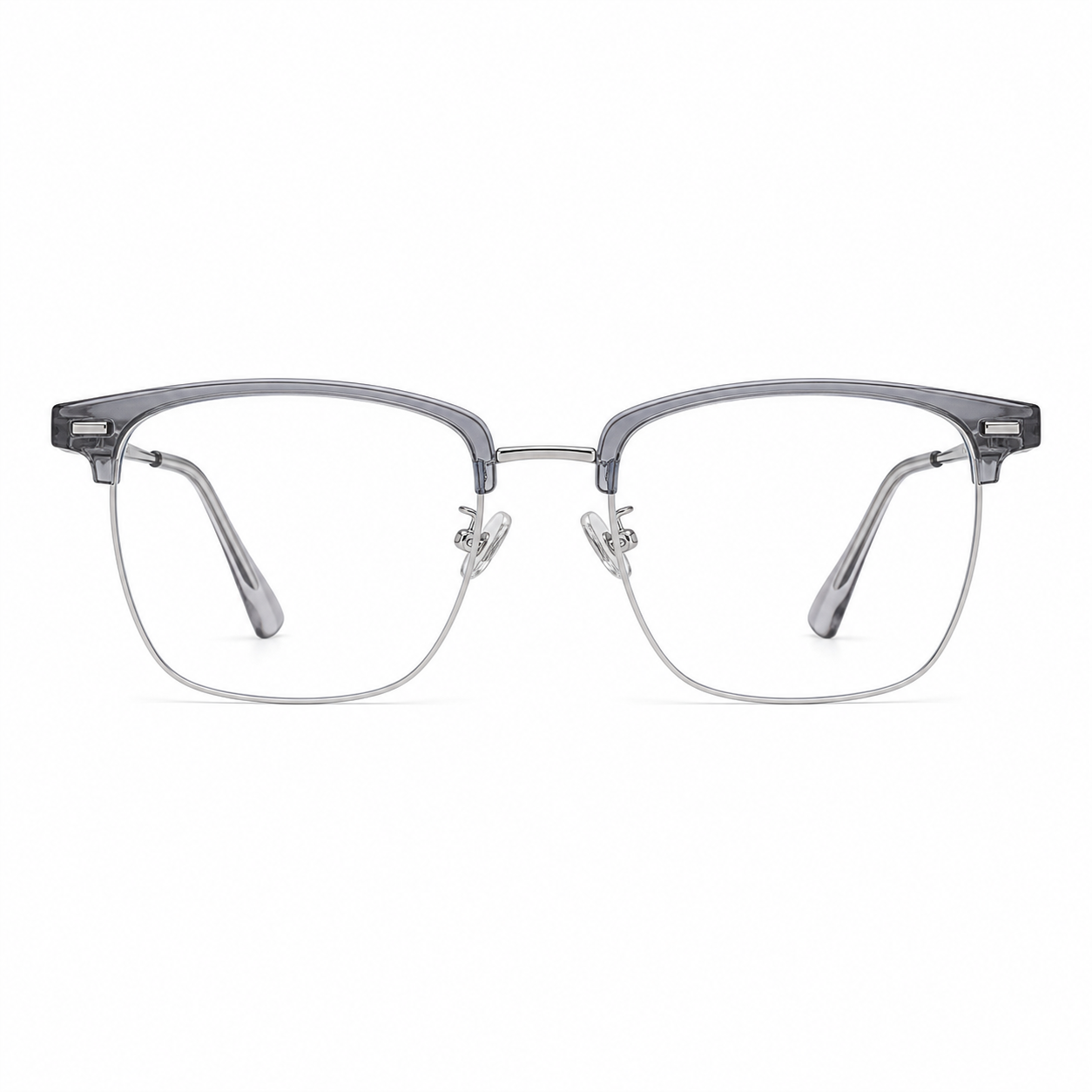Crystal Grey/Silver TR brow semi-rimless glasses, front product view
