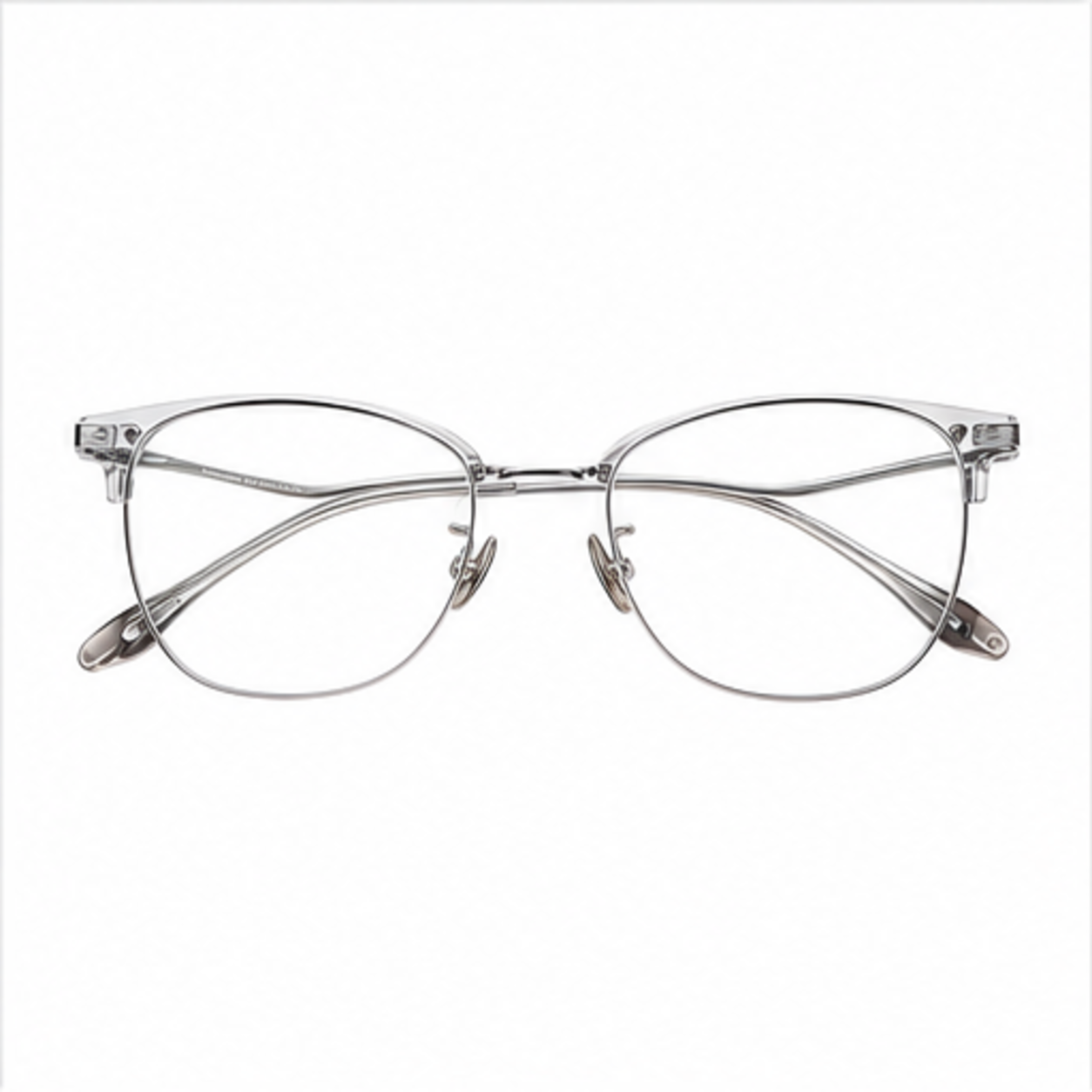 Crystal Grey/Silver unisex vintage TR-and-titanium semi-rimless glasses, front product view