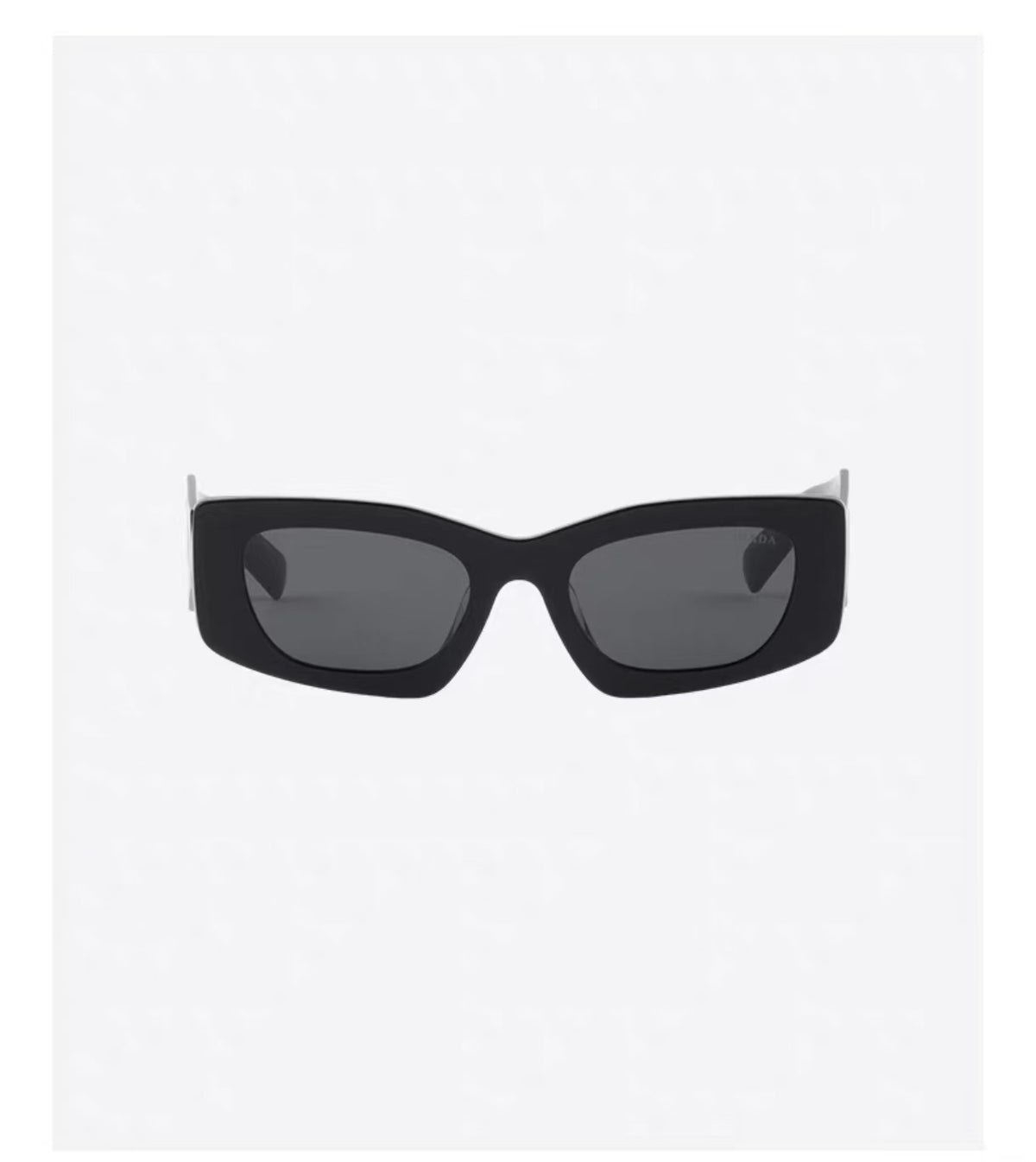 Black unisex acetate rectangle sunglasses, front view