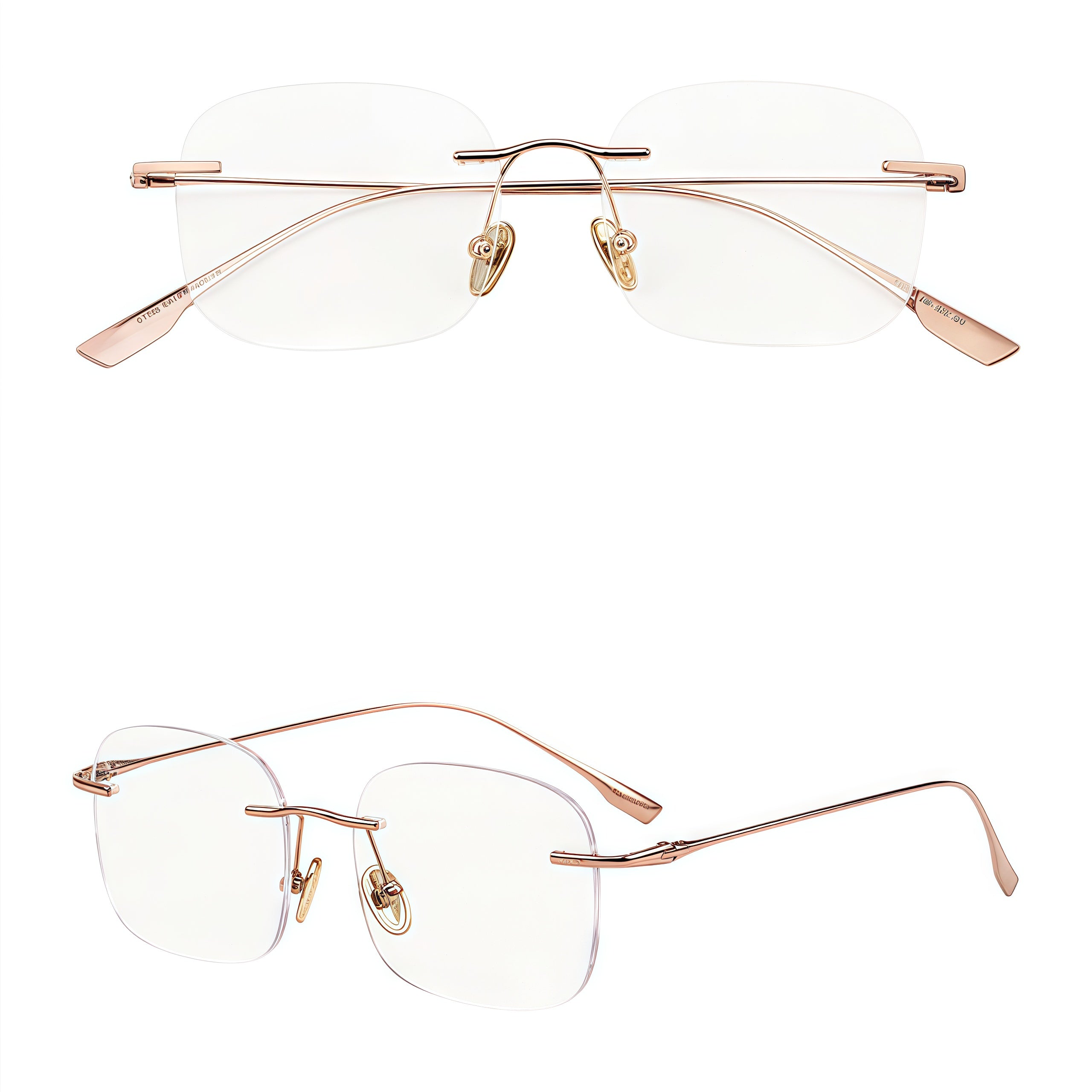 Gold women's soft geometric pure titanium rimless glasses, product view