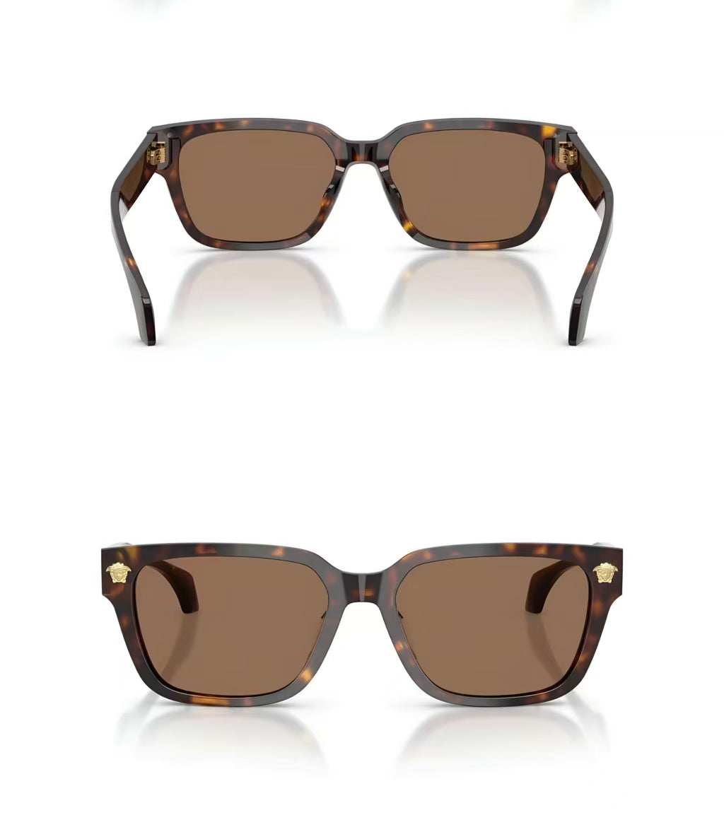 Tortoise Shell Versace O4513D square UV400 sunglasses, front and rear details