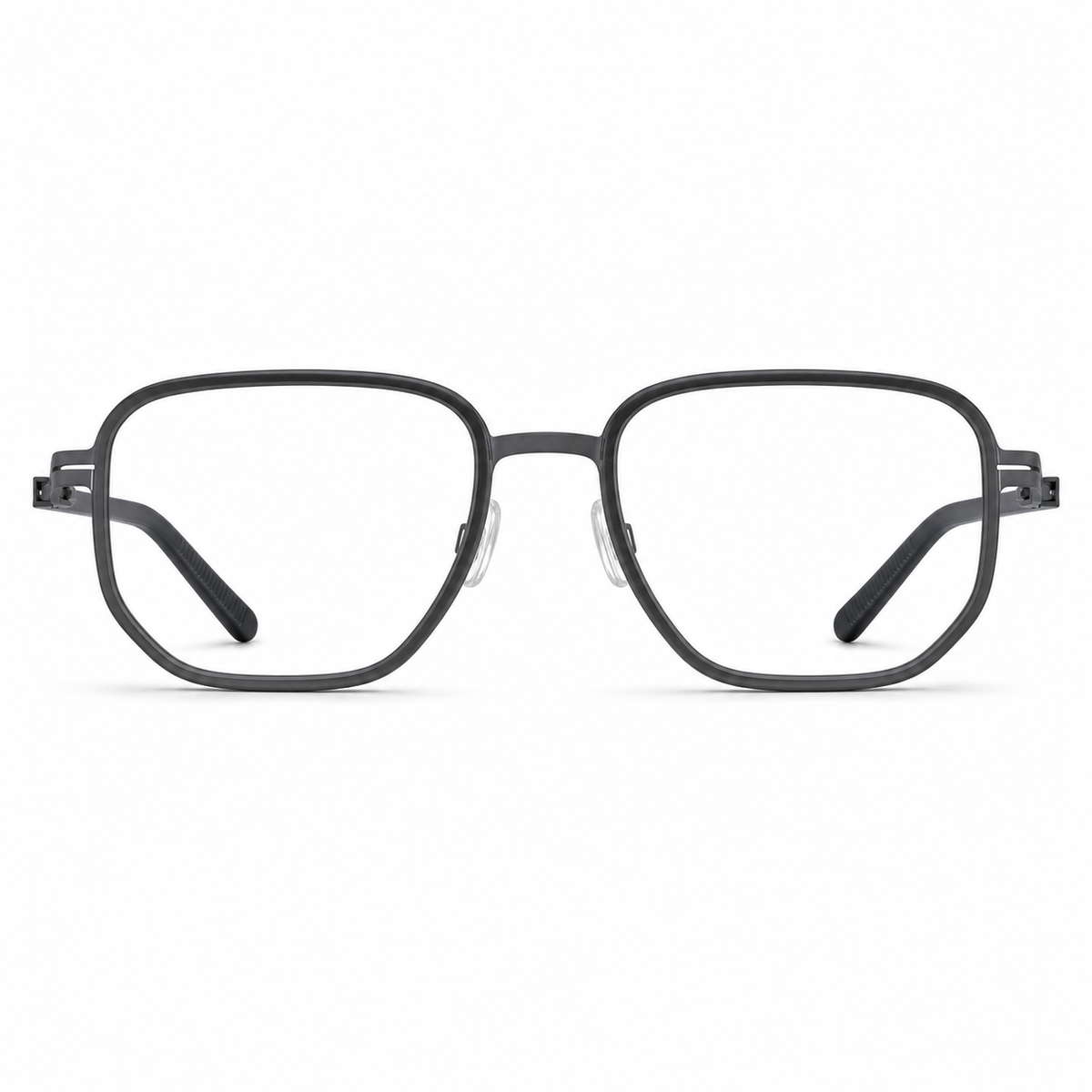 Dark Gray ultra-light titanium and TR90 full-rim glasses, front product view