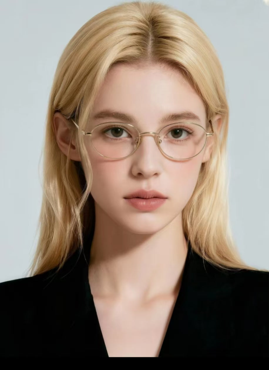 Women’s Ultra-Light Titanium Small Oval Anti-Blue Light Prescription Glasses