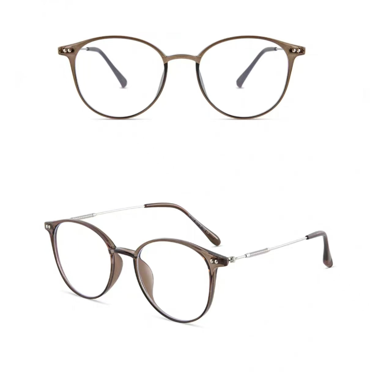 Cool Tea Brown small oval full-rim eyeglass frame, product view