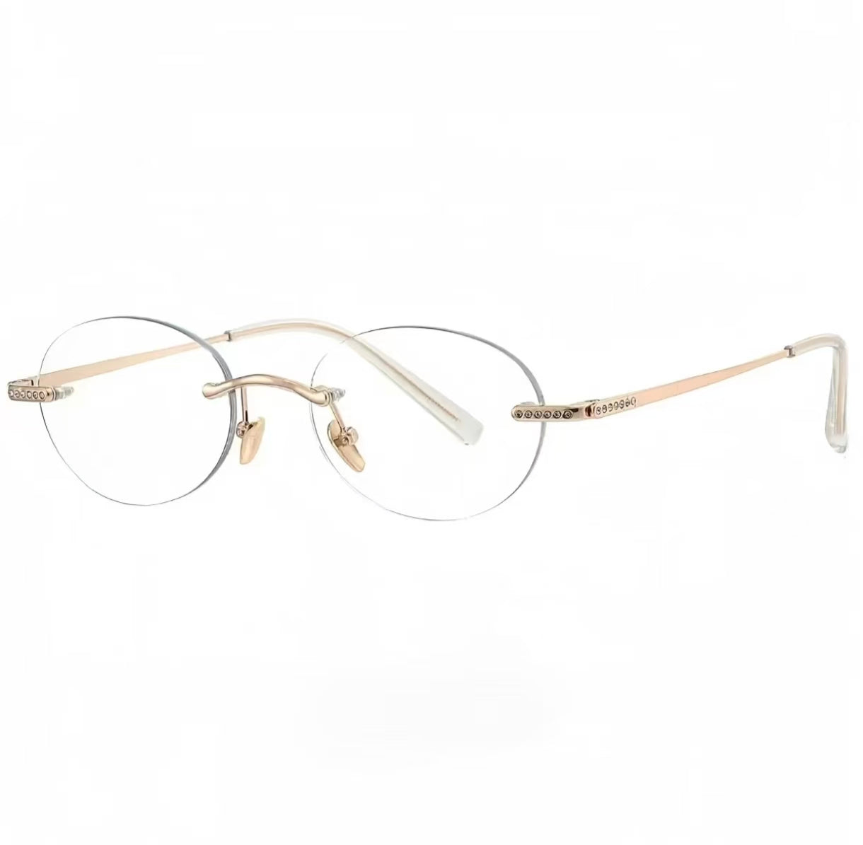 Unisex Alloy Oval Rimless Glasses