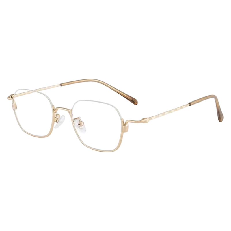 Gold round semi-rimless eyeglass frame, product view