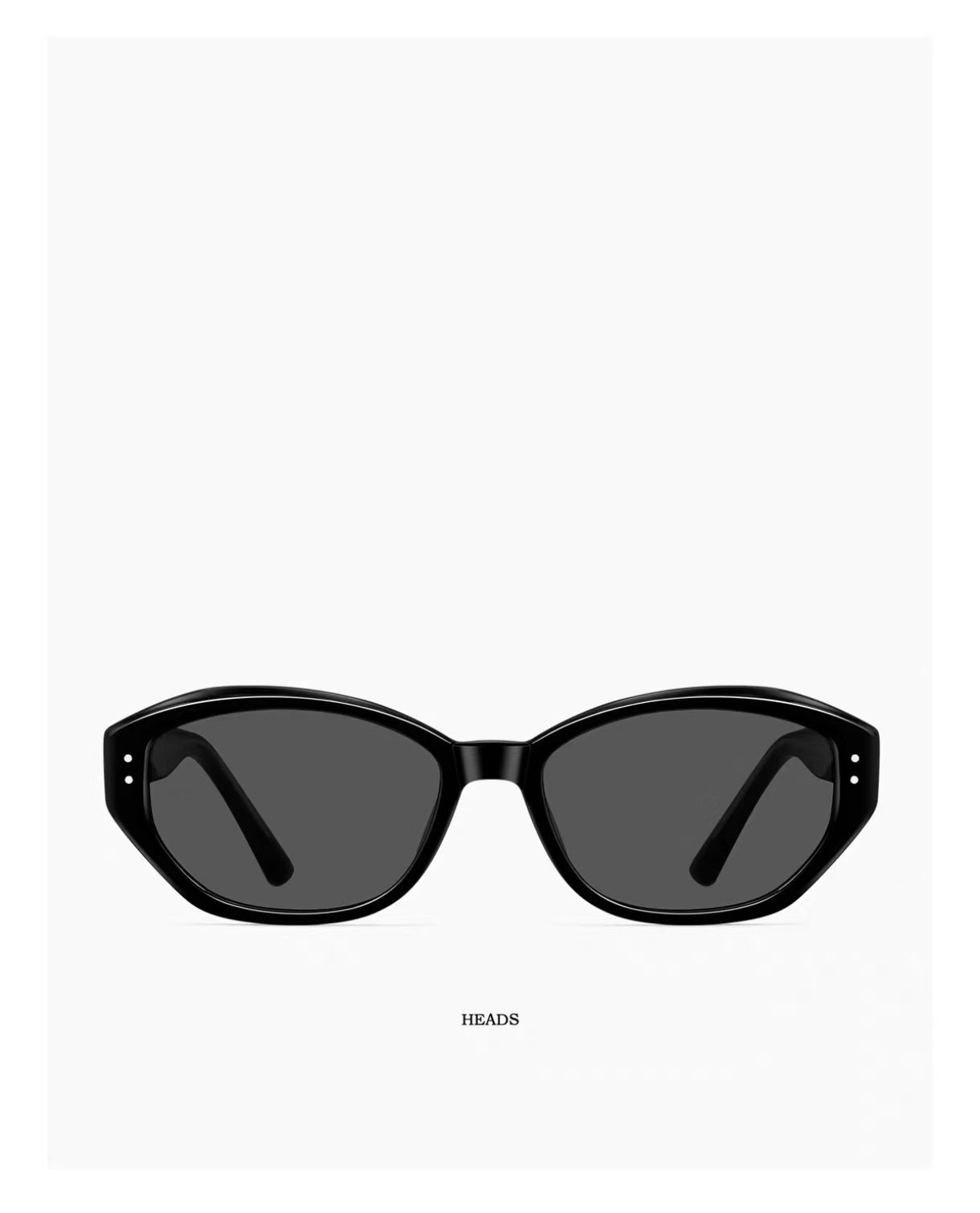 Black full-rim narrow oval acetate sunglasses, front view
