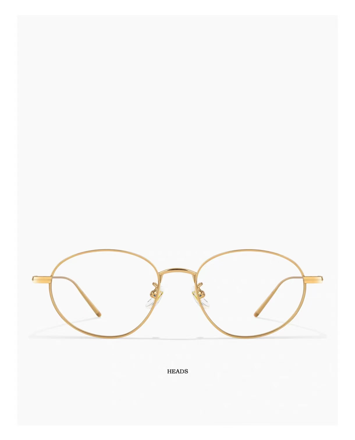 Gold women's semi-titanium oval full-rim glasses, front product view