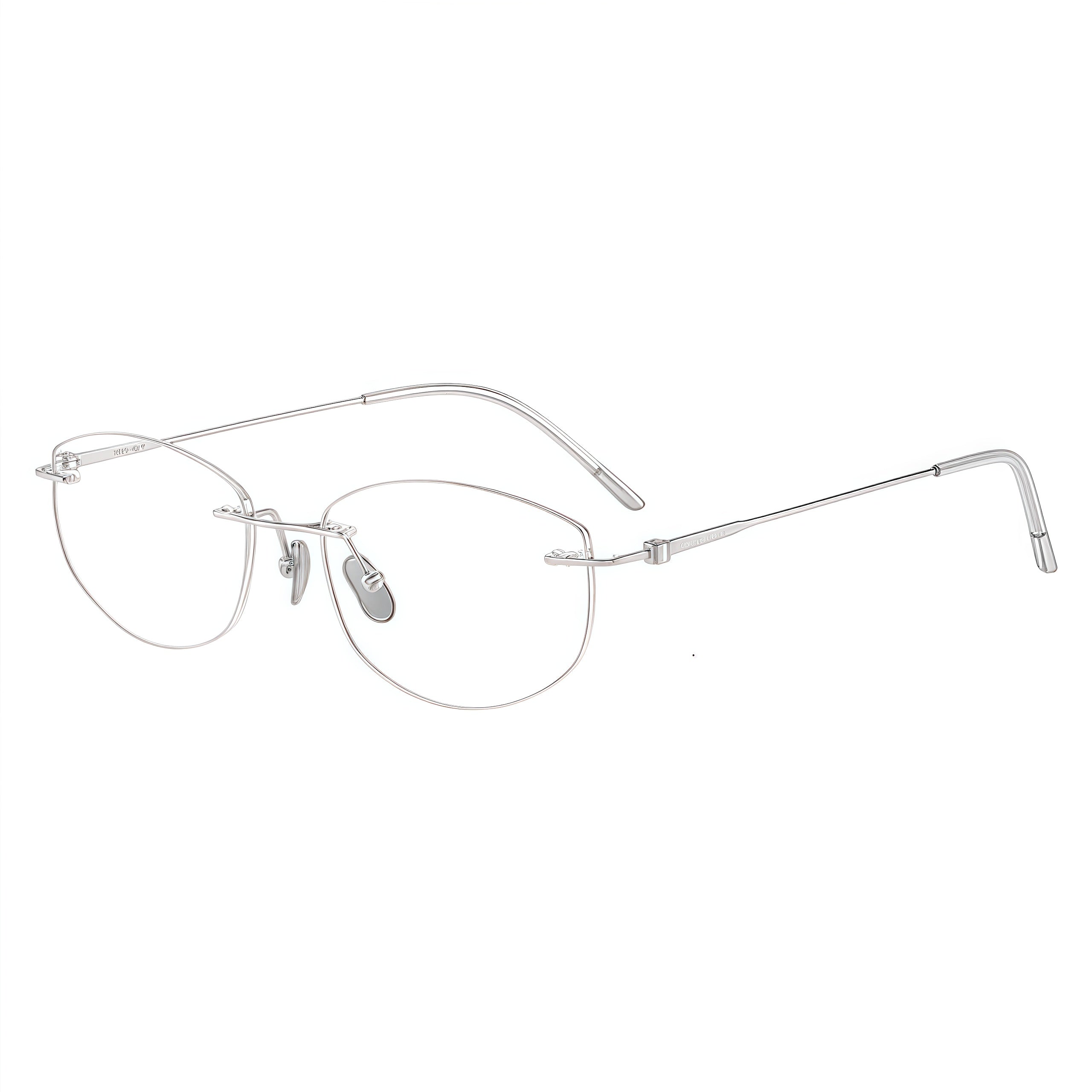 Silver women's pure titanium butterfly rimless eyeglass frames, product views