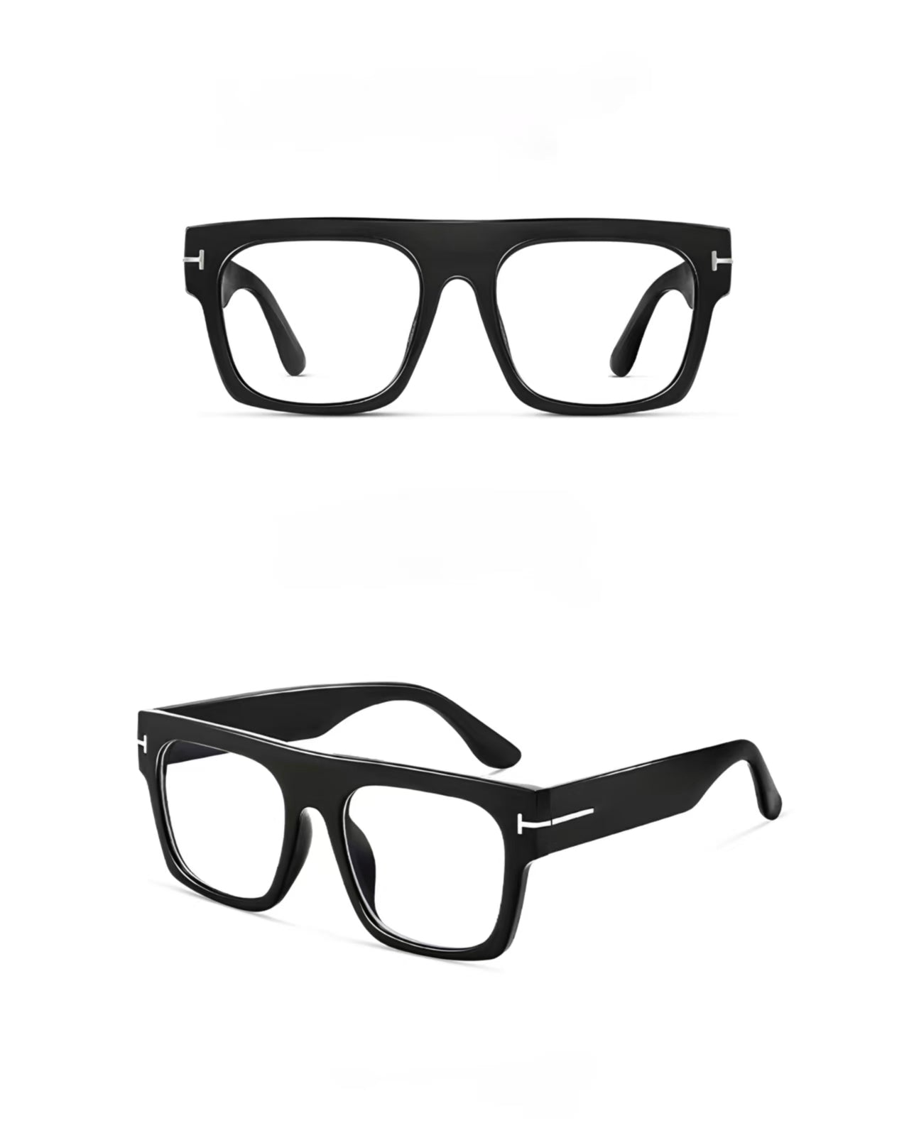 Black front and 45-degree product views of Men’s Grey Oversized Driving Anti-Glare UV400 Sunglasses