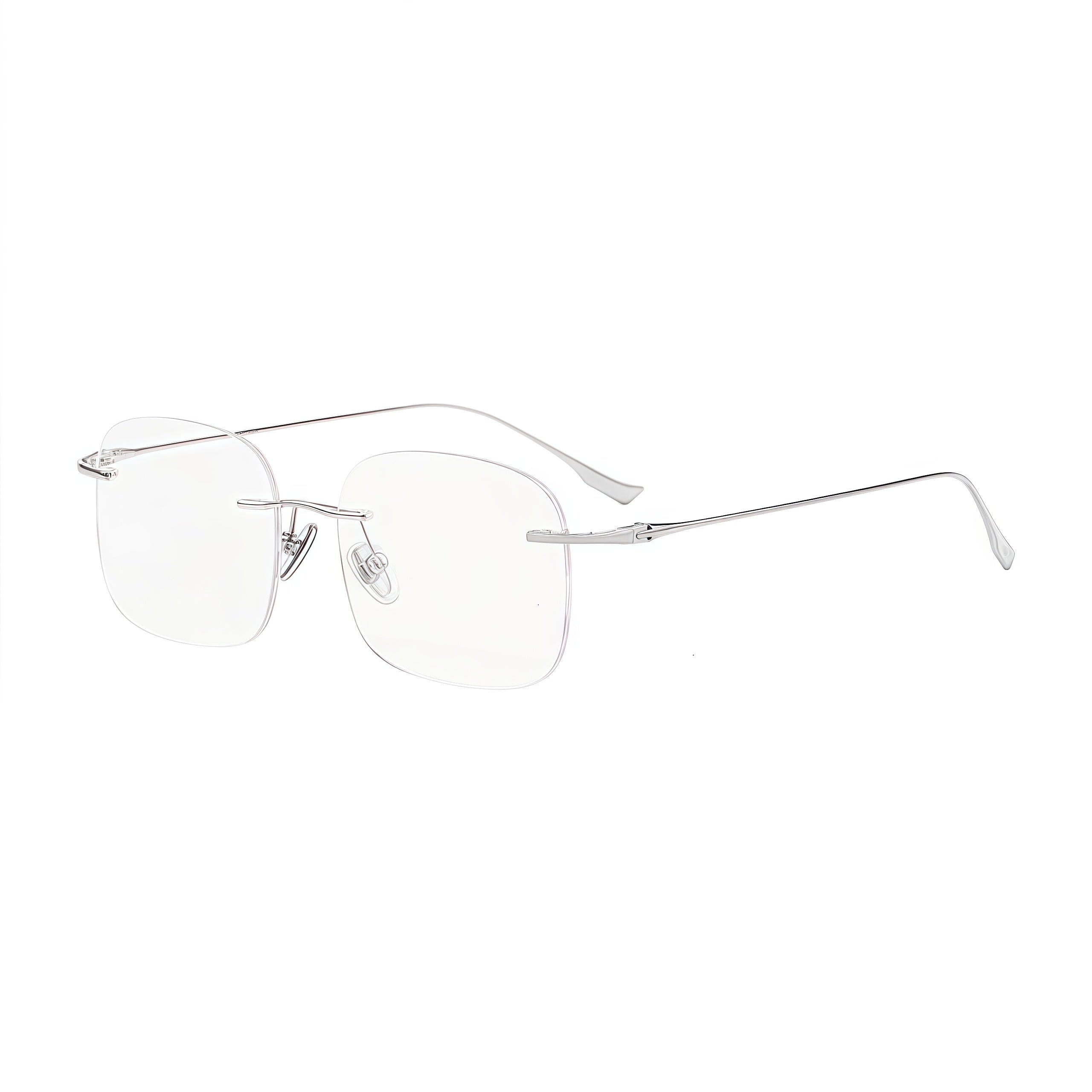 Black women's soft geometric pure titanium rimless glasses, product view