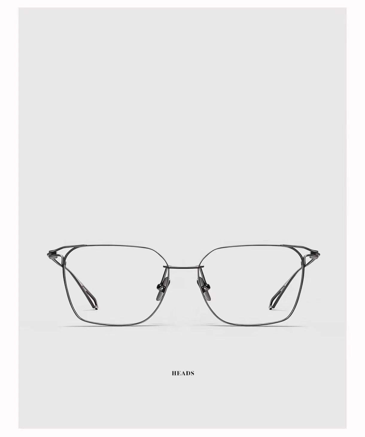 Gray oversized pure titanium full-rim glasses, front product view