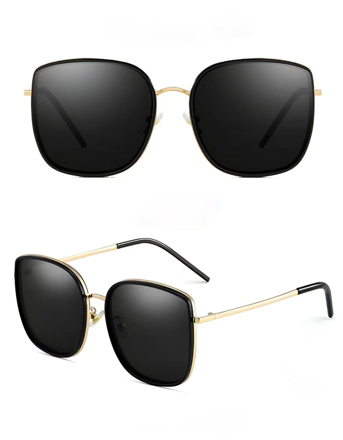 Black & Gold unisex alloy square sunglasses, product views