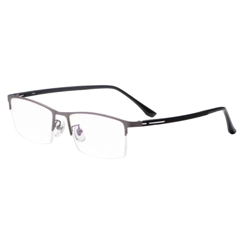 Gunmetal rectangular semi-rimless eyeglass frame, product view