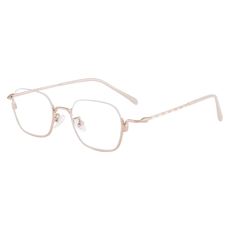 Rose Gold round semi-rimless eyeglass frame, product view