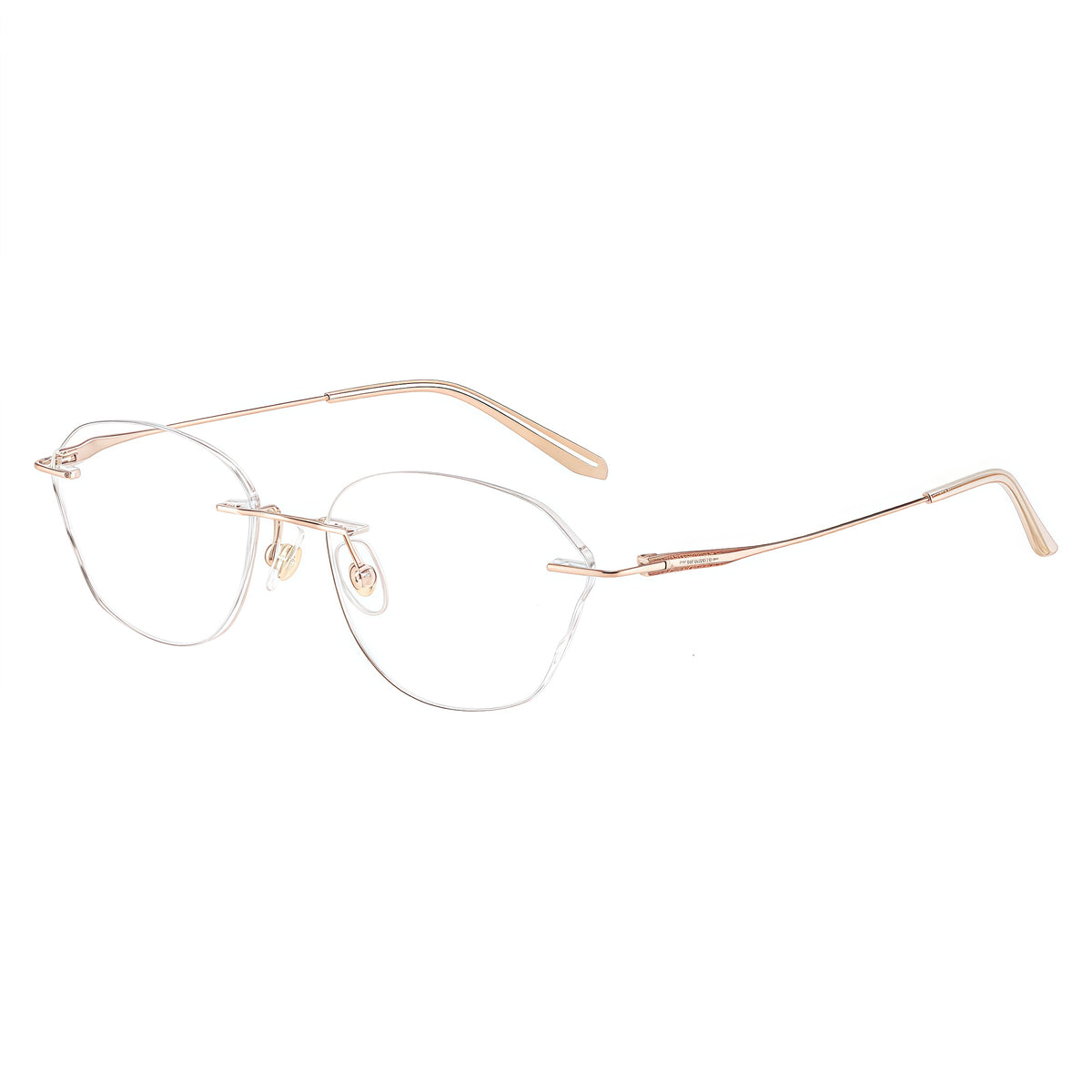 Blue/Silver women's wide oval pure titanium rimless glasses, product view