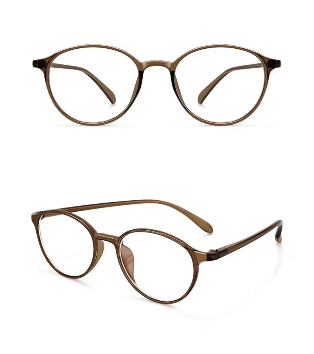 Cool Tea Brown small oval full-rim eyeglass frame, product view