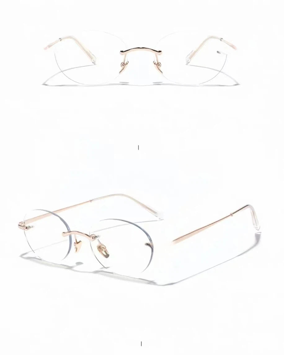 Unisex Oval Rimless Anti-Blue Light Prescription Ready Glasses