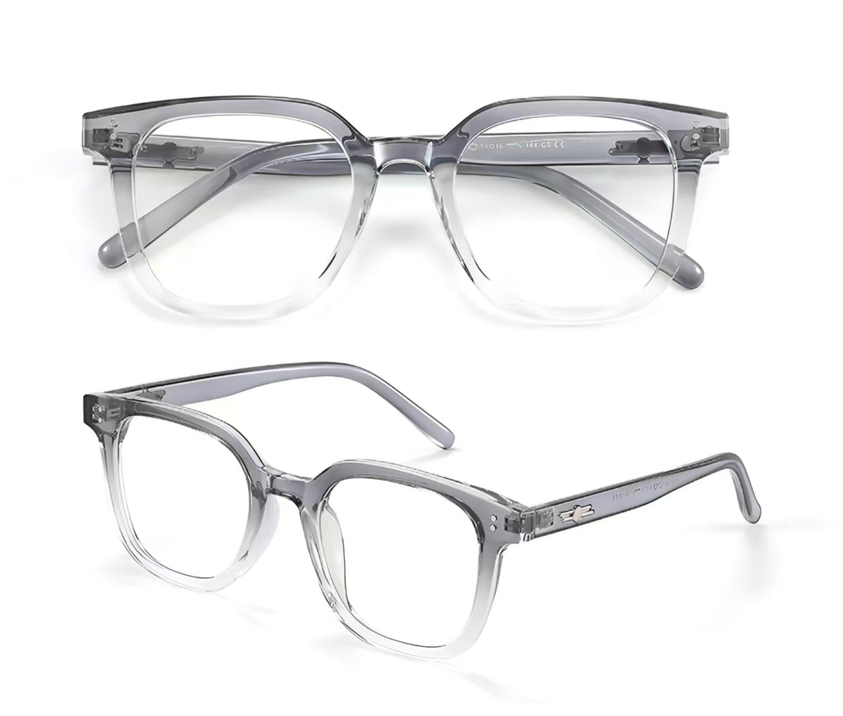 Gray Gradient TR90 intellectual oversized rounded-square full-rim glasses, original front and 45-degree product detail